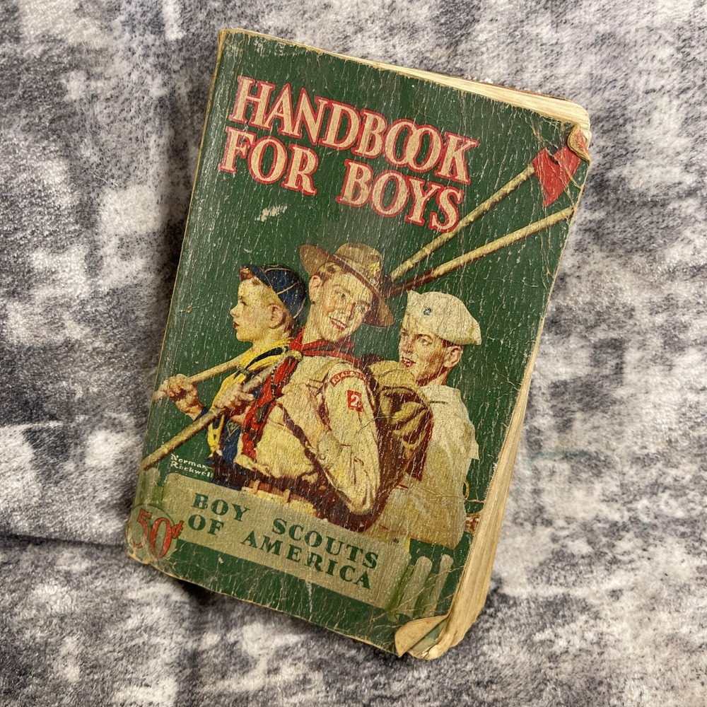 Vtg Boy Scouts of America Handbook for Boys 1940s Norman Rockwell Green Cover‎